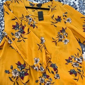 Torrid Golden Yellow floral blouse
